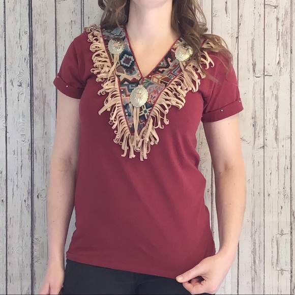 📍SOLD📍VINTAGE Western fringe bolero top small - Picture 4 of 8
